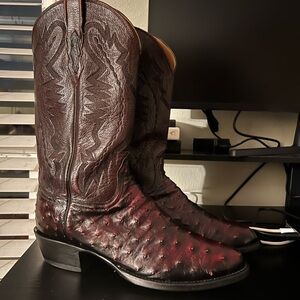 Lucchese Men's black cherry Ostrich Western Boots